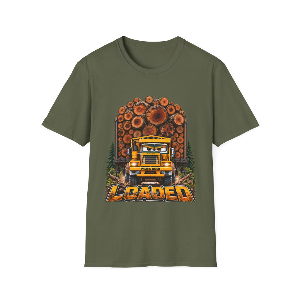 Logging Truck T-Shirt — Pacific off highway west coast logging truck, manufactured from 1947 to 1991