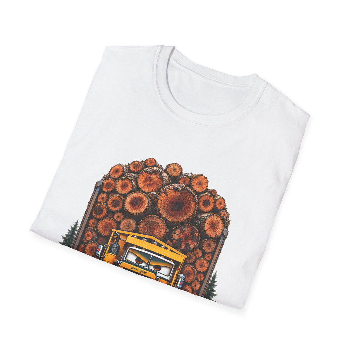 Logging Truck T-Shirt — Pacific off highway west coast logging truck, manufactured from 1947 to 1991