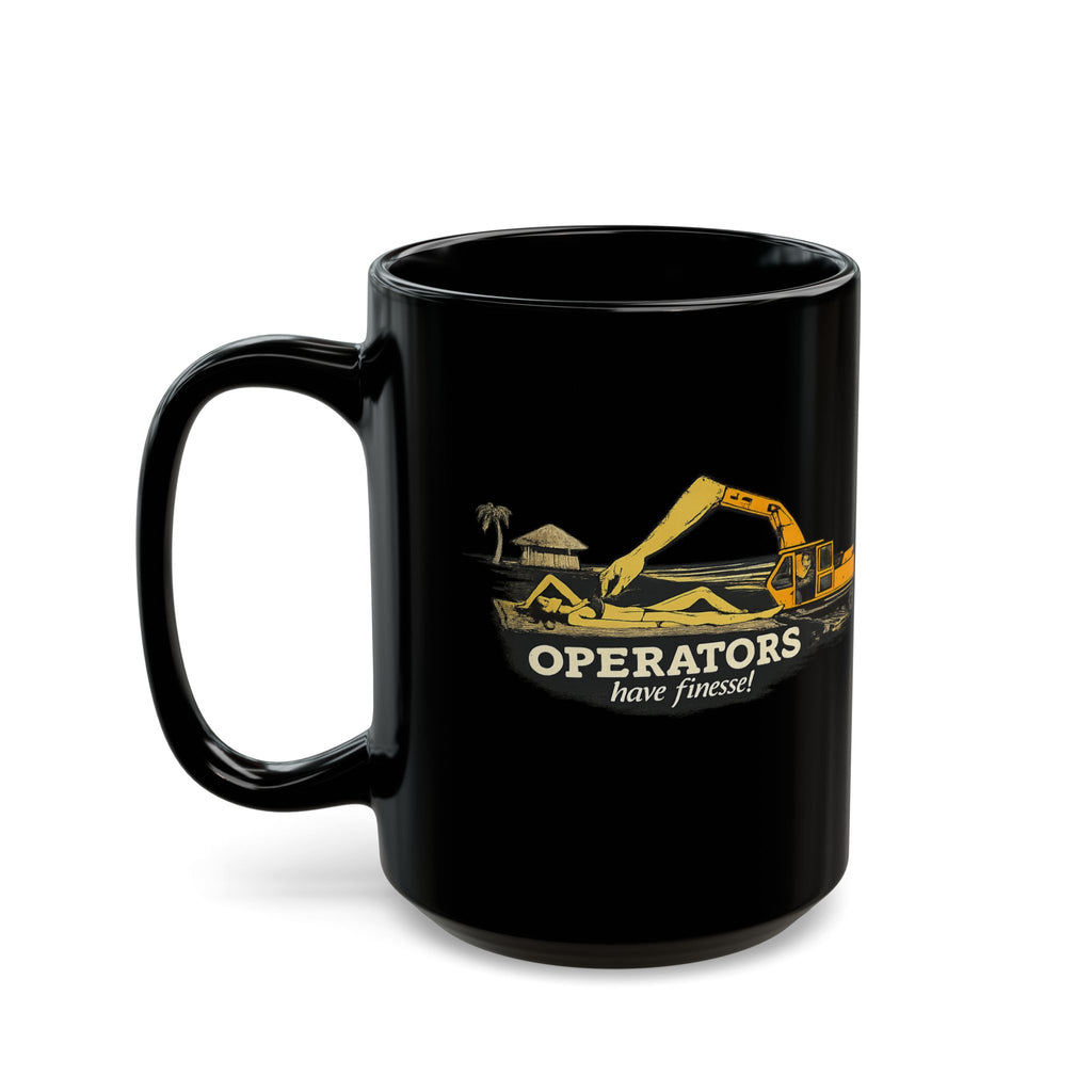 Construction Excavator Black Mug — Heavy Equipment Lover Gift (11oz, 15oz)