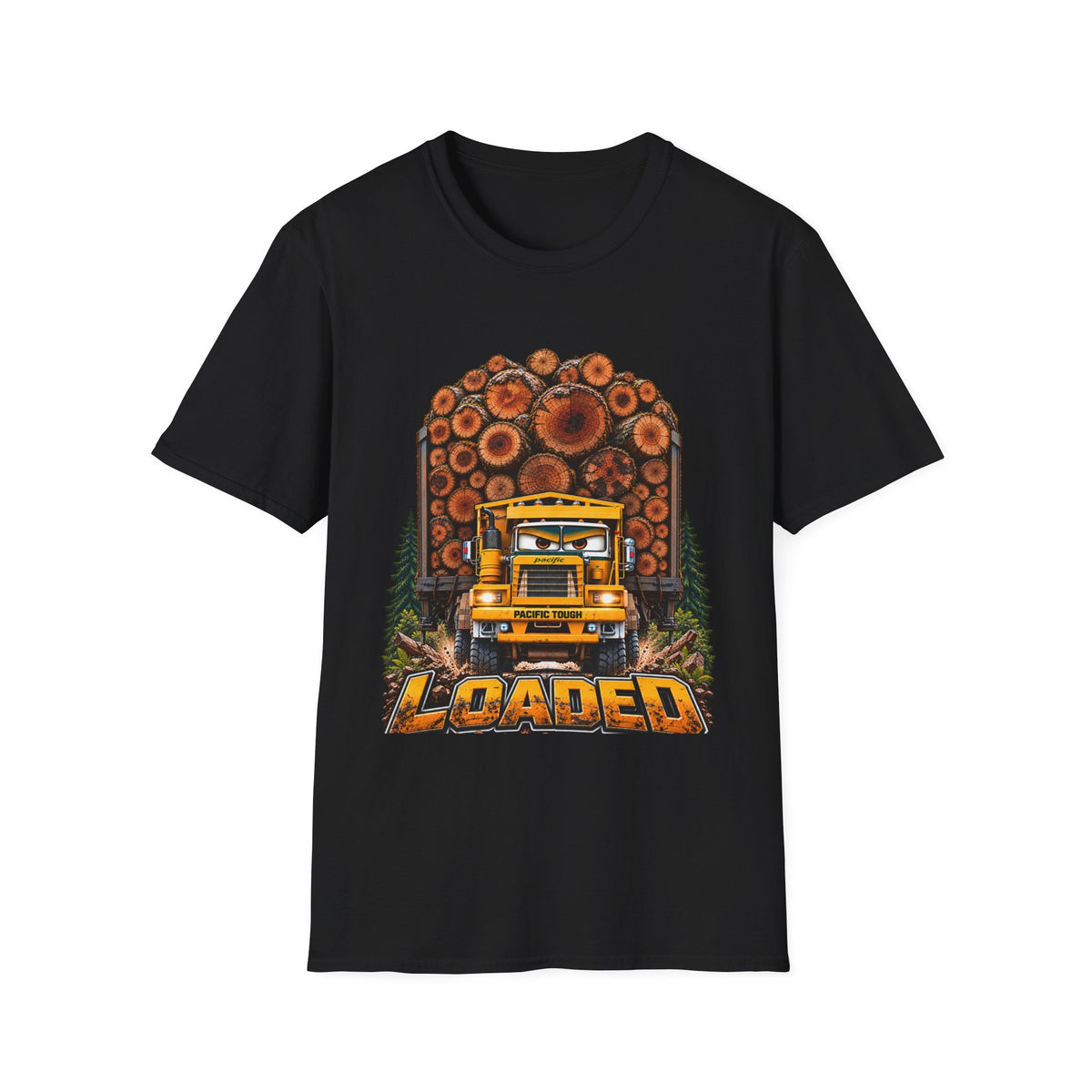 Logging Truck T-Shirt — Pacific off highway west coast logging truck, manufactured from 1947 to 1991